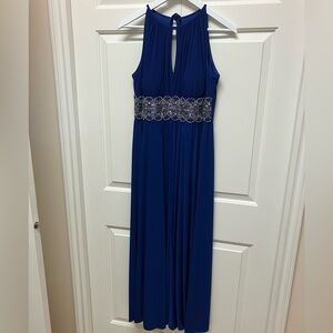 R & M Richard’s Grecian style evening gown, beaded & sequinned, royal blue, 10
